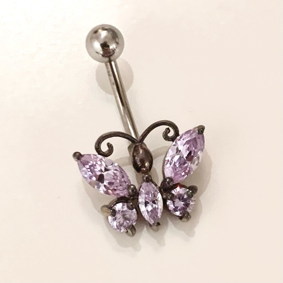 🍒2/20$ Y2K Style Butterfly Navel Belly Piercing Jewelry NEW - Picture 2 of 7